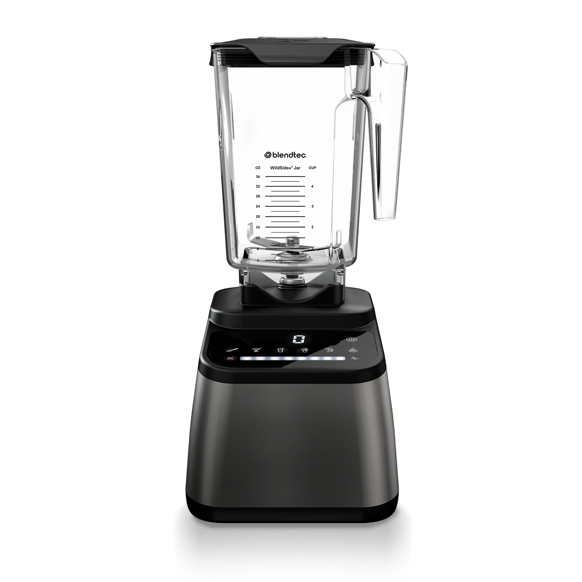 Blendtec Designer 650 Gunmetal with the exact advertised WildSide+ jar and Gunmetal base.