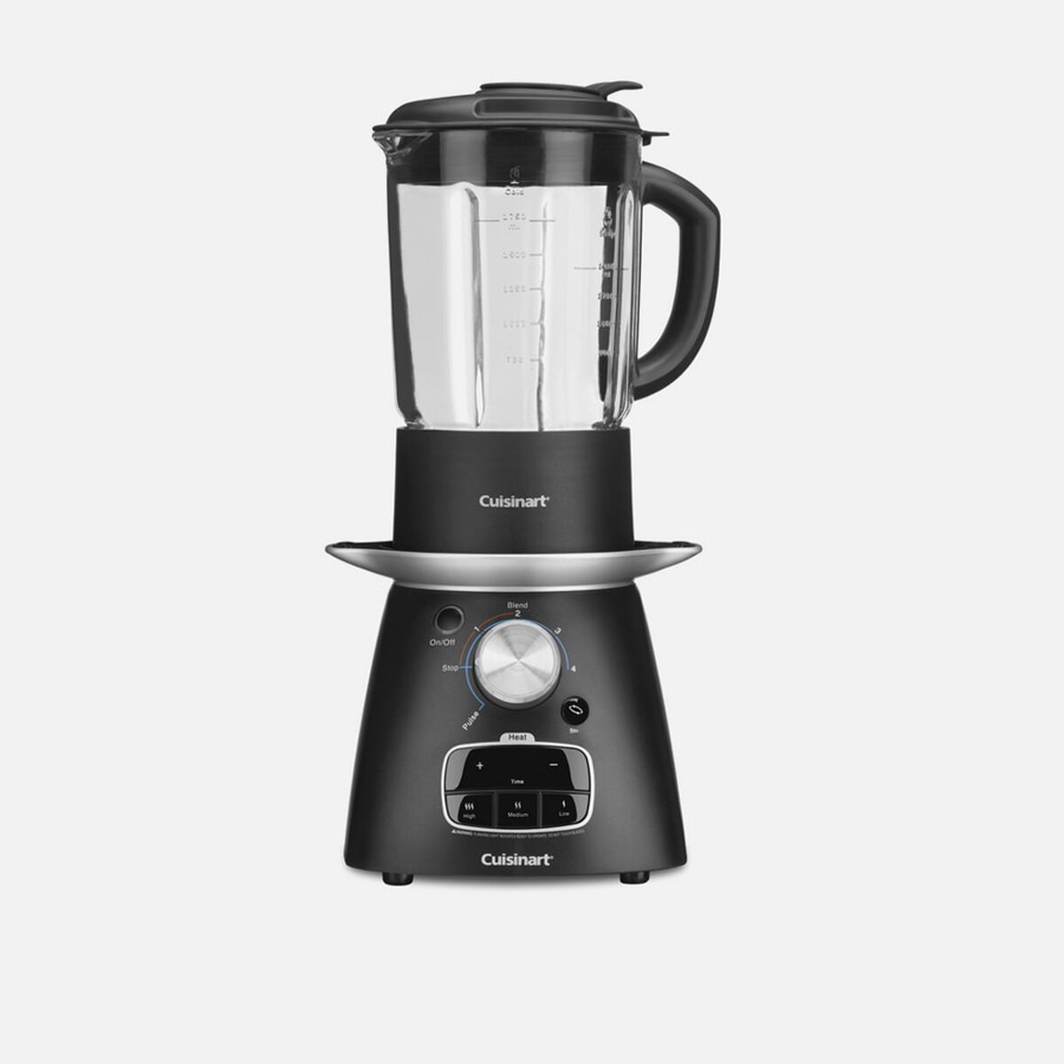 Cuisinart SBC-1000 Blend and Cook Soup Maker with clear glass jar and black base