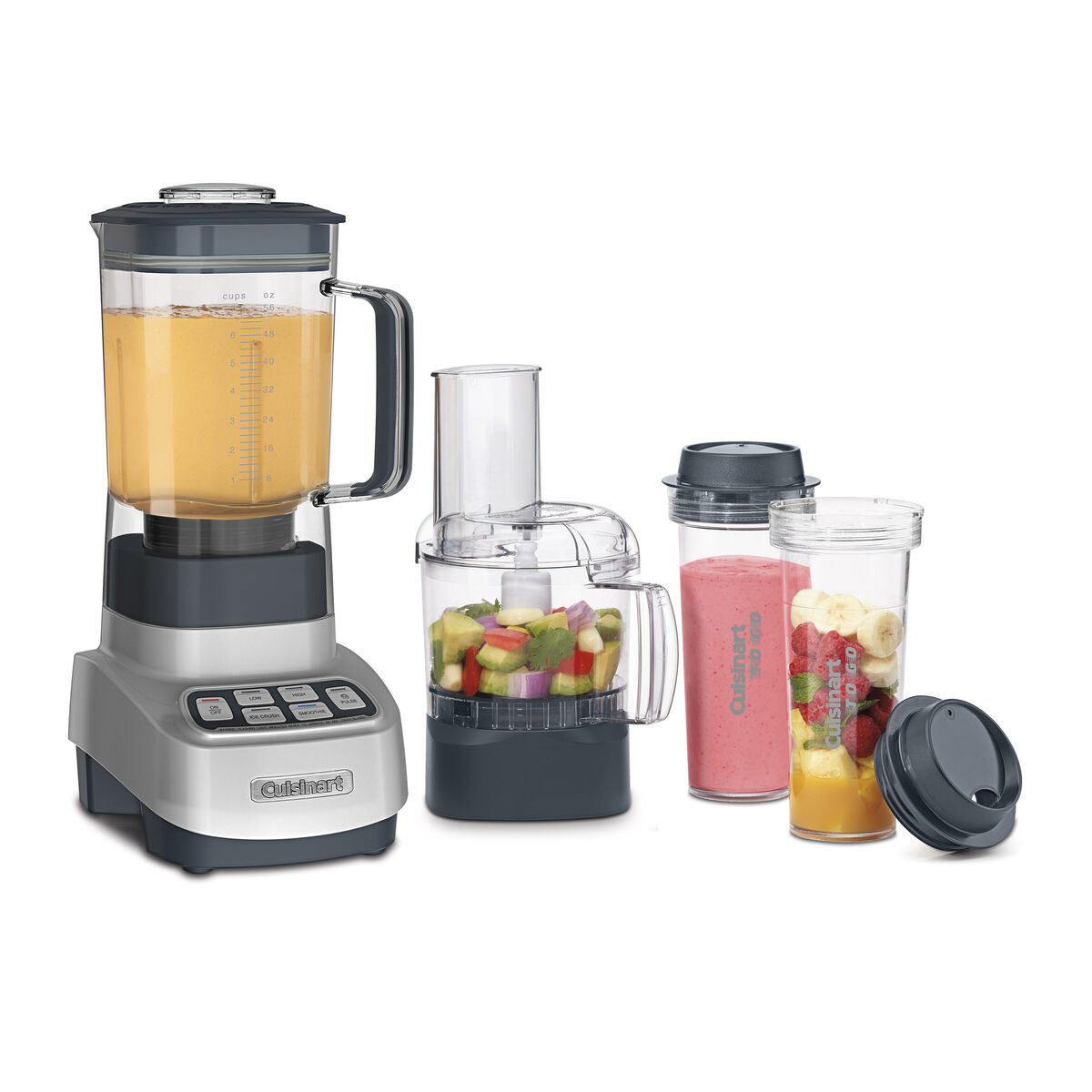 Cuisinart BFP-650P1 base with 56-ounce pitcher, small processor bowl and two 16-ounce travel cups
