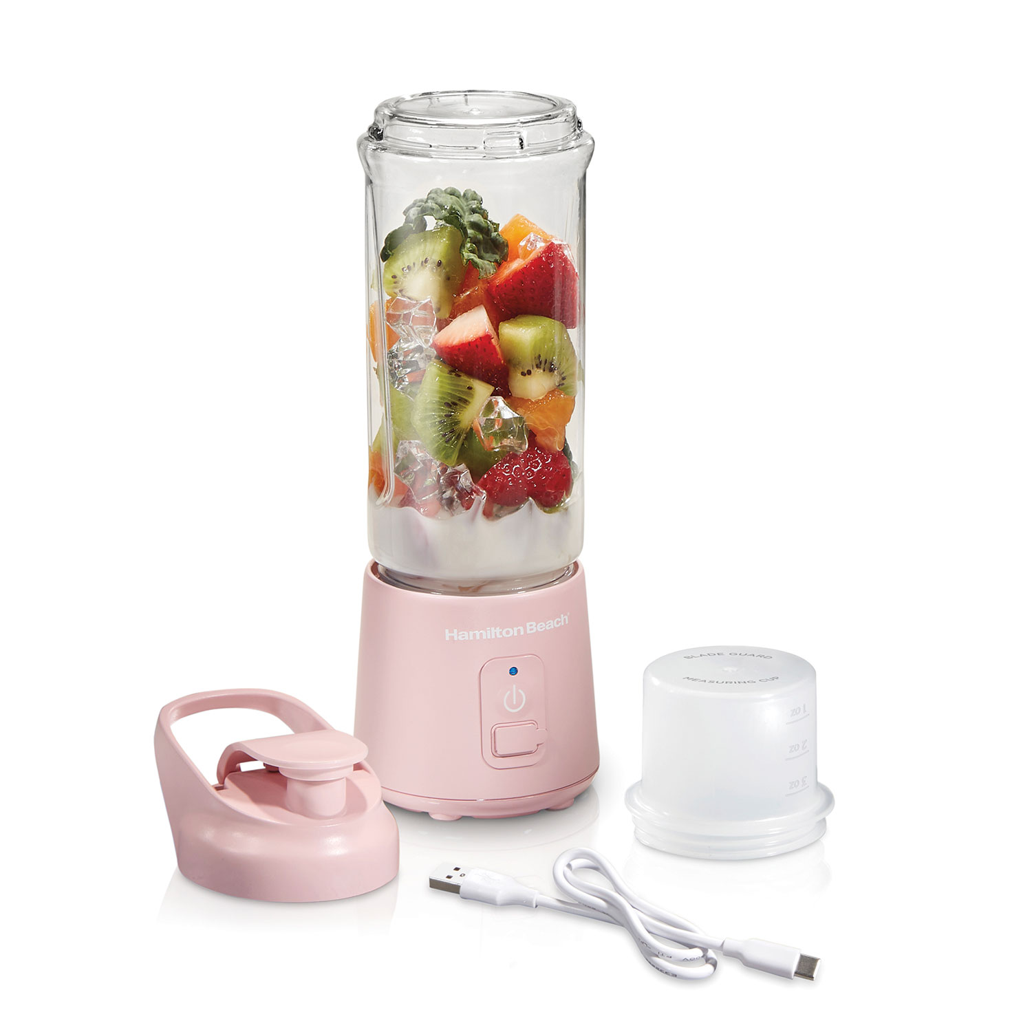 Hamilton Beach Blend Now 51181 Rose cordless blender with its jar and lid