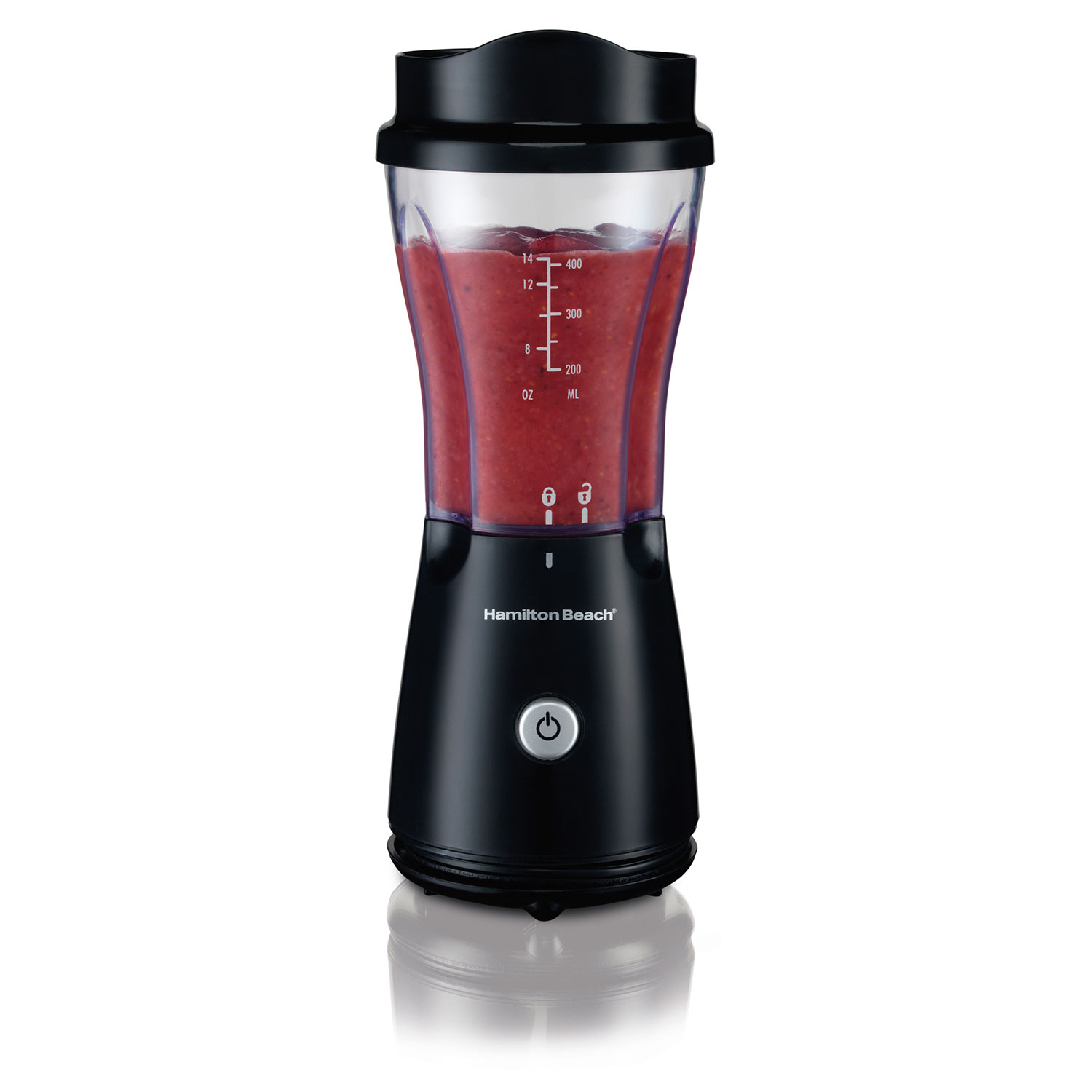 Hamilton Beach Personal Creations 51146 mit einem einzelnen gekennzeichneten Reisebecher
