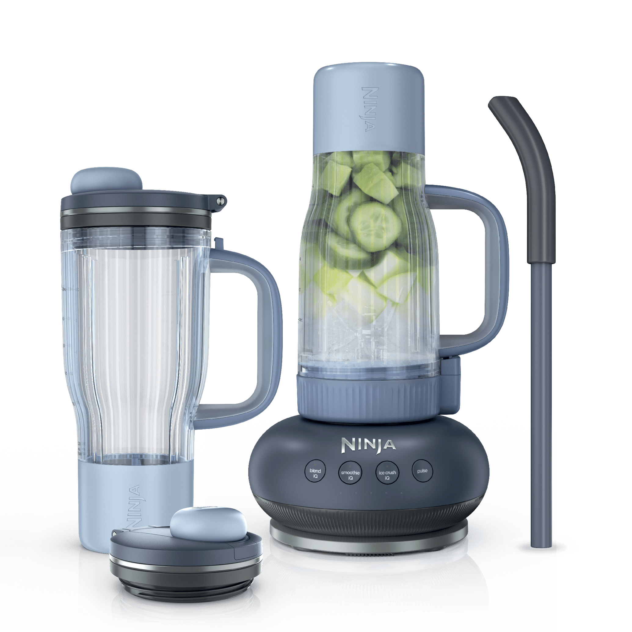Exact Ninja BlendBOSS DB301CYB1 Cyberspace package image with 26-ounce tumbler blender and companion travel tumbler.