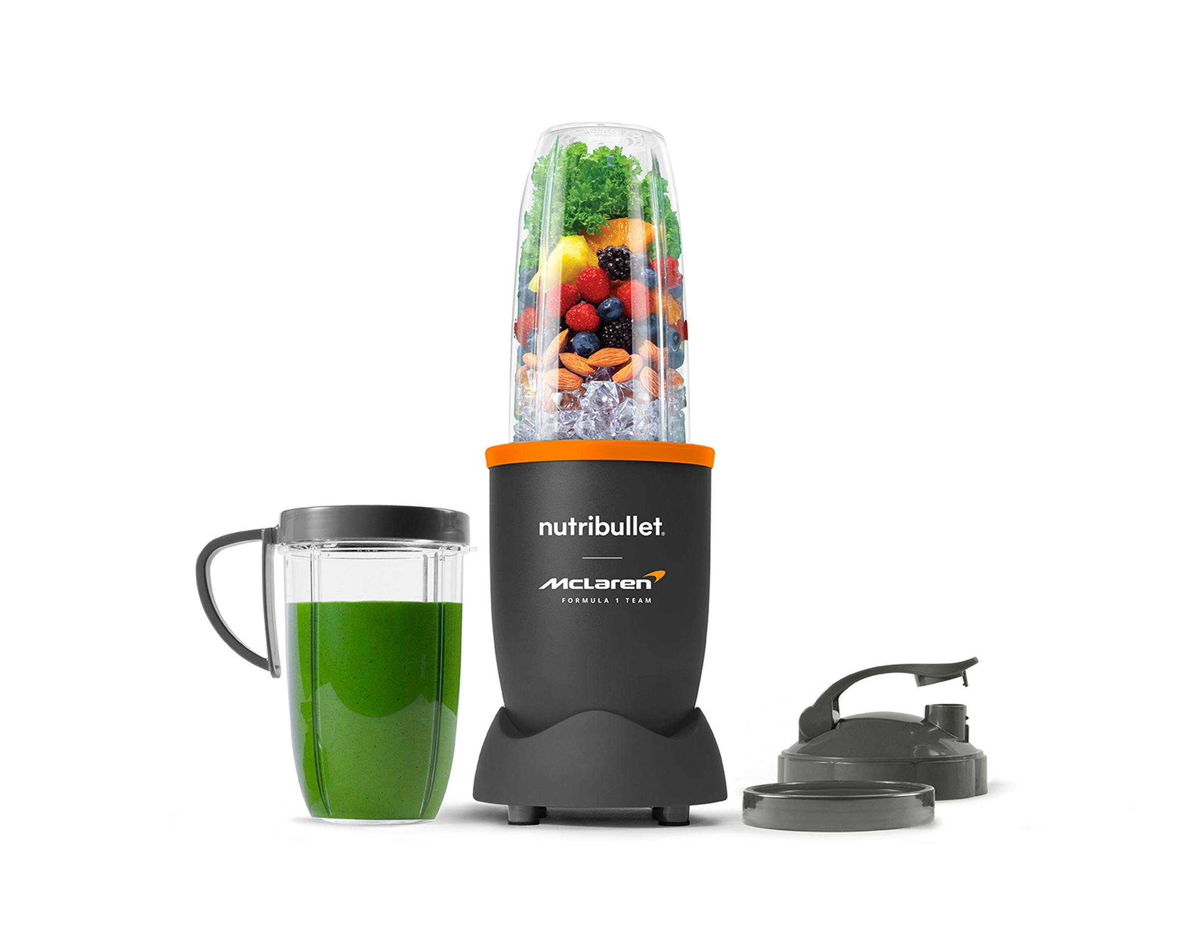 nutribullet McLaren Pro NB9-0901MC base with orange collar and separate 32- and 24-ounce cups