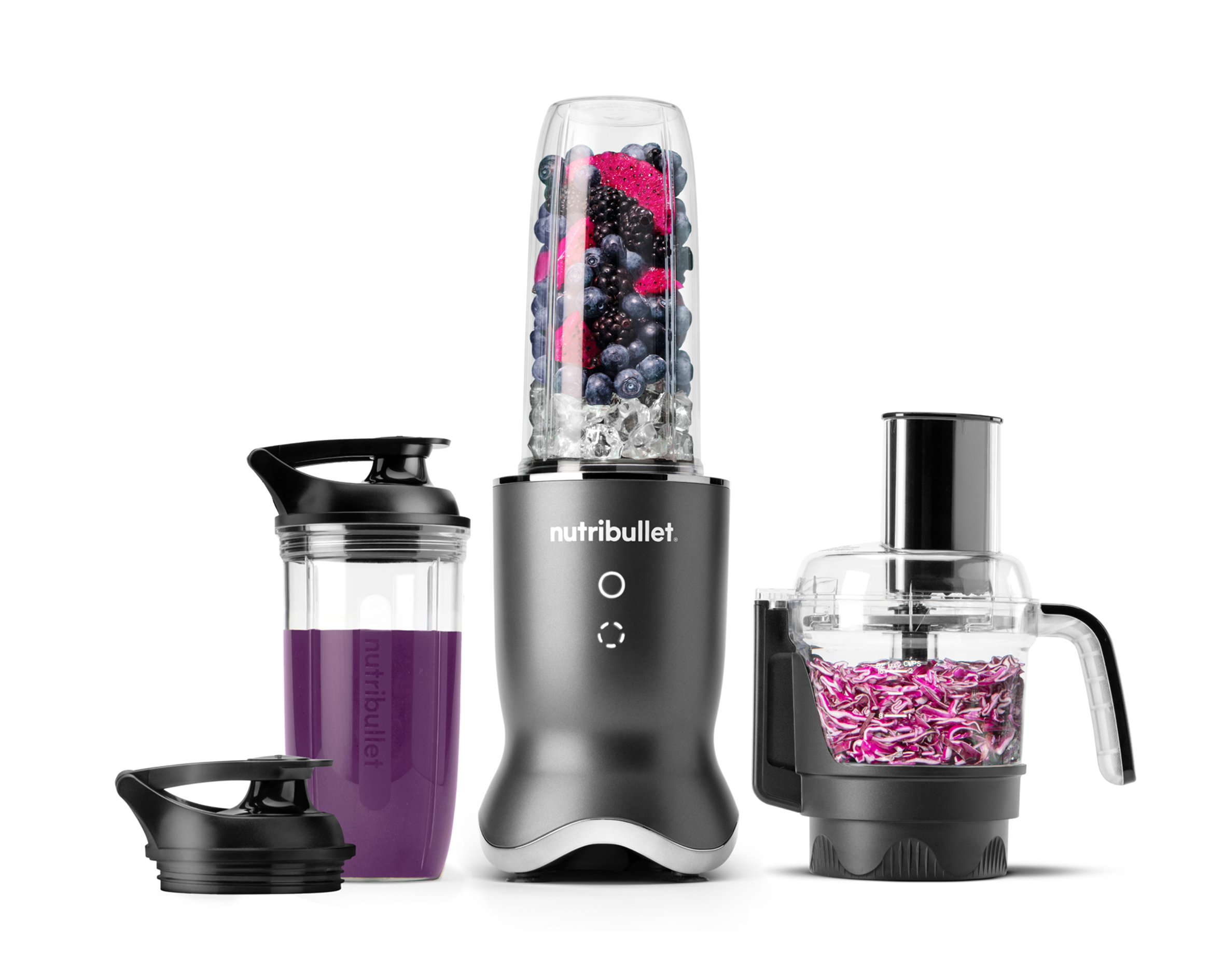 nutribullet Ultra Plus+ NB20550ID with blending cups and separate food processor bowl