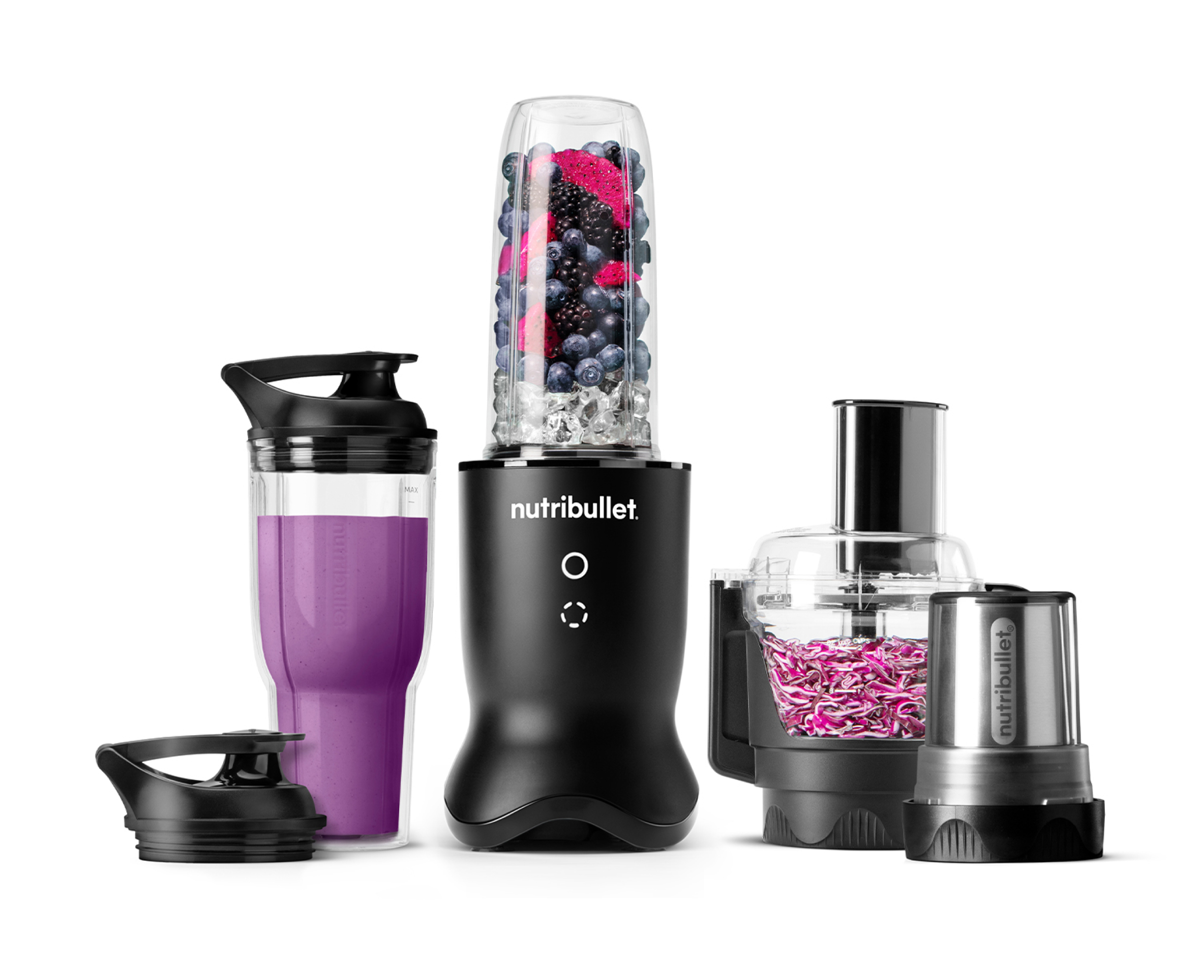 nutribullet Ultra Plus+ NB50550AKID satin-black set with 32- and 24-ounce cups, processor bowl and grinder cup