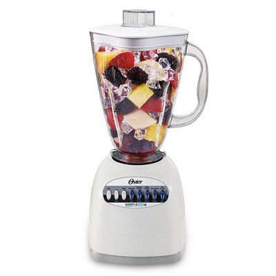 White Oster Classic Series 10-Speed blender with handled pitcher (manufacturer image)