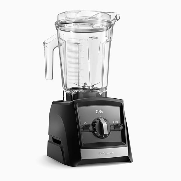 Black Vitamix Ascent A2300 with a 64-ounce low-profile jar and manual dial